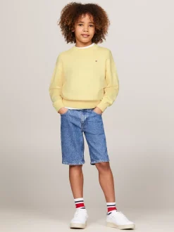 Spodnie I Szorty*Tommy Hilfiger Luźne Denimowe Szorty Essential MIDSALTPEPPER