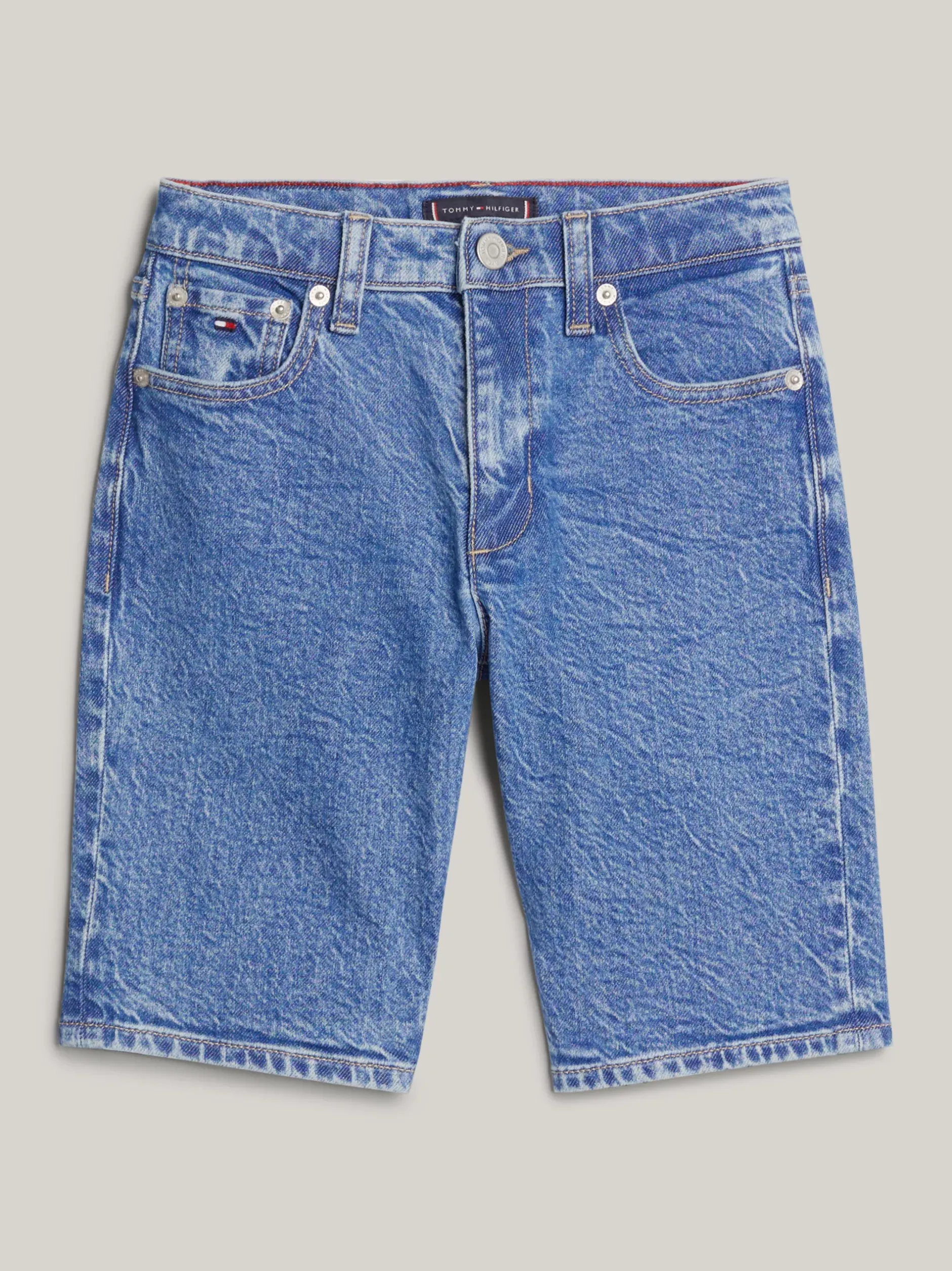Spodnie I Szorty*Tommy Hilfiger Luźne Denimowe Szorty Essential MIDSALTPEPPER