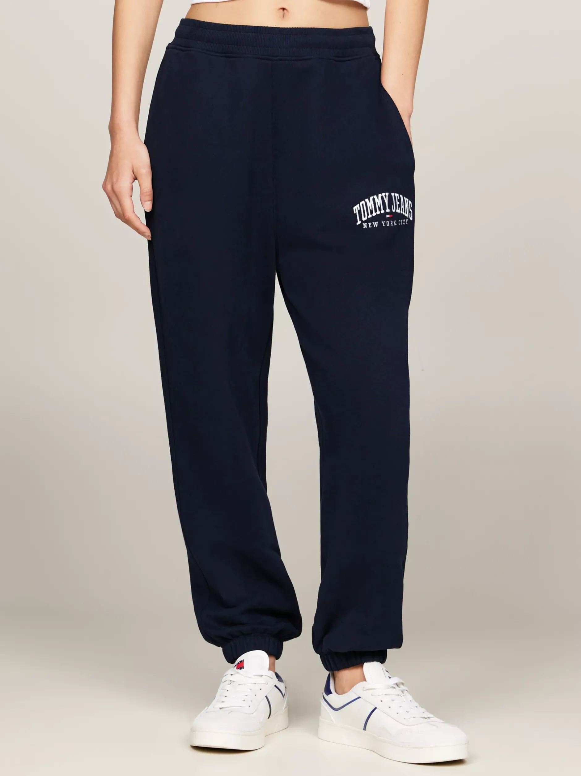 Spodnie*Tommy Hilfiger Luźne Joggery Z Logo W Stylu Varisty DARK NIGHT NAVY