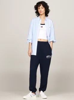 Spodnie*Tommy Hilfiger Luźne Joggery Z Logo W Stylu Varisty DARK NIGHT NAVY