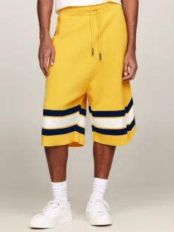 Szorty*Tommy Hilfiger Luźne Prążkowane Szorty Z Emblematem POLLEN