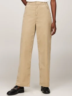 Spodnie*Tommy Hilfiger Luźne Spodnie Sztruksowe Z Prostymi Nogawkami BEIGE