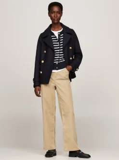 Spodnie*Tommy Hilfiger Luźne Spodnie Sztruksowe Z Prostymi Nogawkami BEIGE