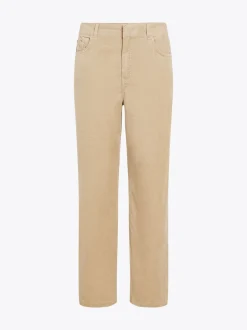 Spodnie*Tommy Hilfiger Luźne Spodnie Sztruksowe Z Prostymi Nogawkami BEIGE
