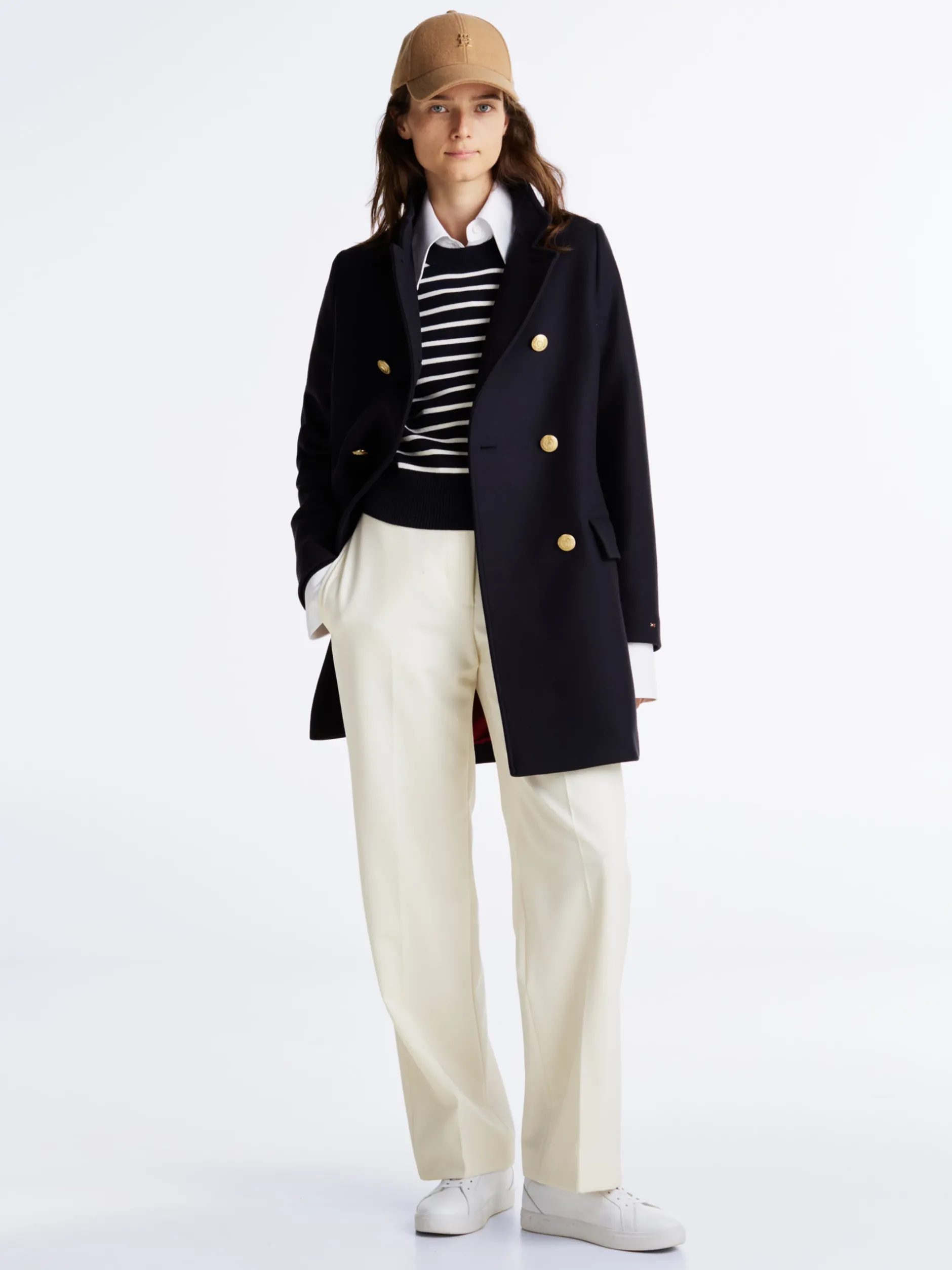 Spodnie*Tommy Hilfiger Luźne Spodnie Z Mieszanki Wełny WHITE