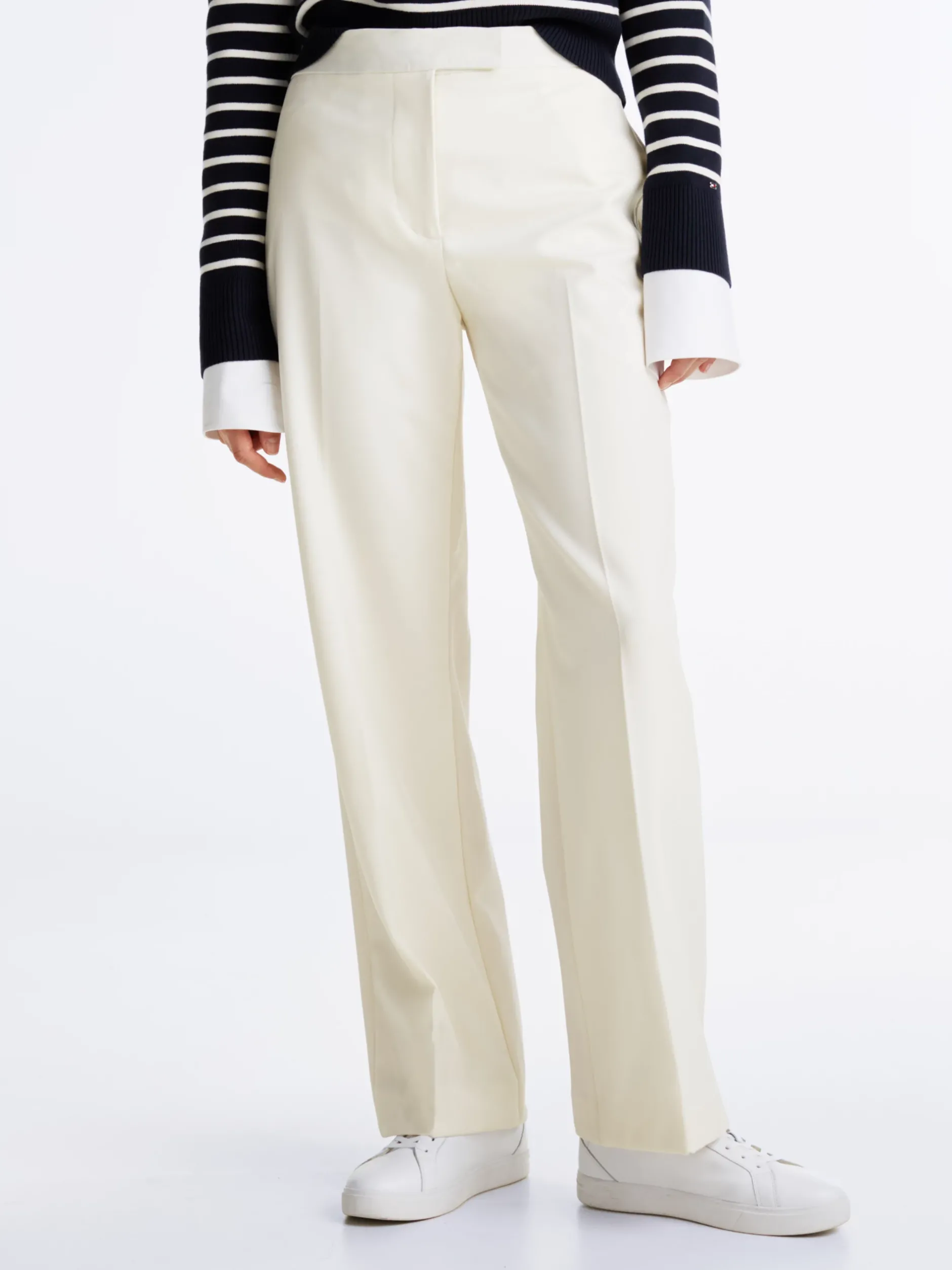 Spodnie*Tommy Hilfiger Luźne Spodnie Z Mieszanki Wełny WHITE