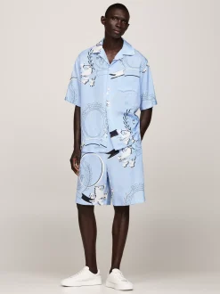 Szorty*Tommy Hilfiger Luźne Szorty We Wzór Z Emblematem VESSEL BLUE