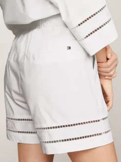 Szorty*Tommy Hilfiger Luźne Szorty Z Haftem Angielskim I Monogramem TH TH OPTIC WHITE