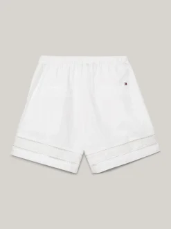 Szorty*Tommy Hilfiger Luźne Szorty Z Haftem Angielskim I Monogramem TH TH OPTIC WHITE