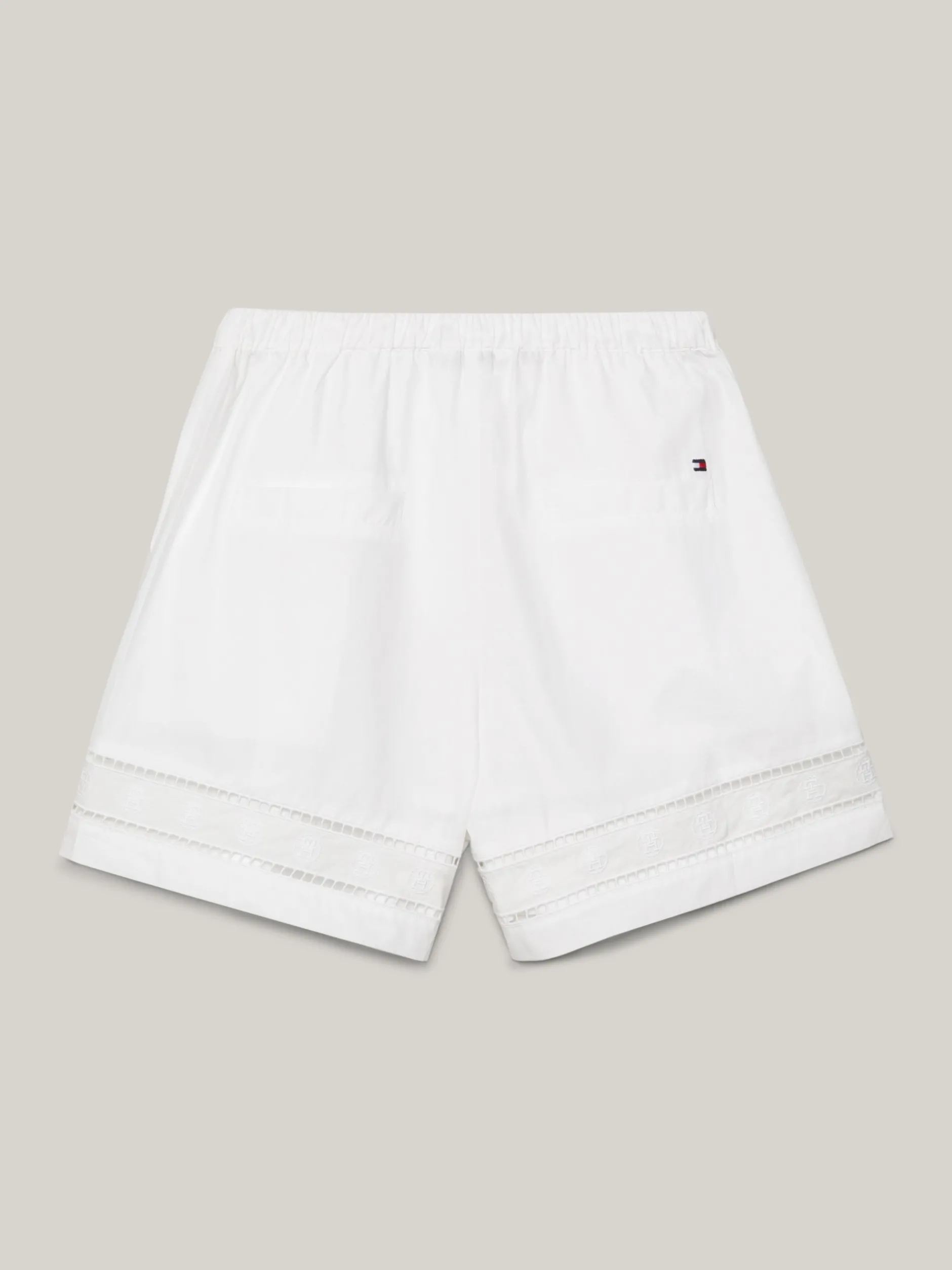 Szorty*Tommy Hilfiger Luźne Szorty Z Haftem Angielskim I Monogramem TH TH OPTIC WHITE