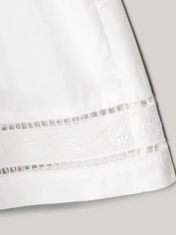 Szorty*Tommy Hilfiger Luźne Szorty Z Haftem Angielskim I Monogramem TH TH OPTIC WHITE