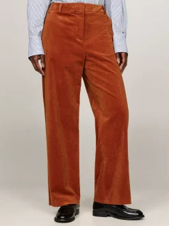 Spodnie*Tommy Hilfiger Luźne Sztruksowe Spodnie Z Prostymi Nogawkami AUTUMN ORANGE