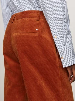 Spodnie*Tommy Hilfiger Luźne Sztruksowe Spodnie Z Prostymi Nogawkami AUTUMN ORANGE