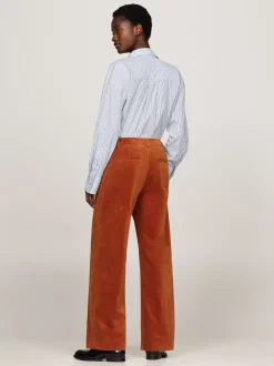 Spodnie*Tommy Hilfiger Luźne Sztruksowe Spodnie Z Prostymi Nogawkami AUTUMN ORANGE