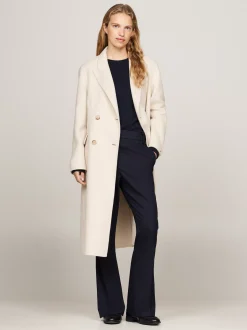 Kurtki & Płaszcze|Wełniane Płaszcze*Tommy Hilfiger Luźny Dwurzędowy Płaszcz CLASSIC BEIGE