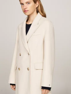Kurtki & Płaszcze|Wełniane Płaszcze*Tommy Hilfiger Luźny Dwurzędowy Płaszcz CLASSIC BEIGE