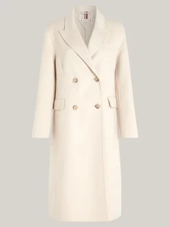 Kurtki & Płaszcze|Wełniane Płaszcze*Tommy Hilfiger Luźny Dwurzędowy Płaszcz CLASSIC BEIGE