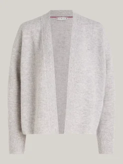 Swetry Z Okrągłym Dekoltem|Swetry*Tommy Hilfiger Luźny Kardigan Bez Zapięcia Z Kaszmirem LIGHT GREY HTR