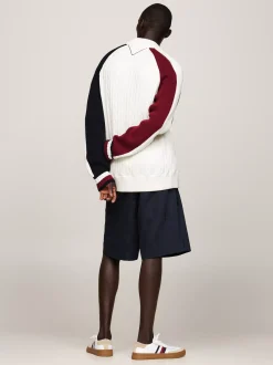 Kardigany|Dzianina*Tommy Hilfiger Luźny Kardigan Z Emblematem W Stylu Varsity IVORY