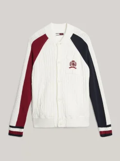 Kardigany|Dzianina*Tommy Hilfiger Luźny Kardigan Z Emblematem W Stylu Varsity IVORY