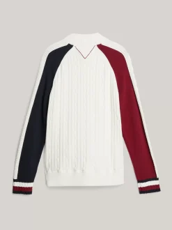 Kardigany|Dzianina*Tommy Hilfiger Luźny Kardigan Z Emblematem W Stylu Varsity IVORY