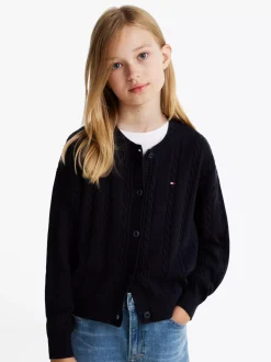 Dzianina*Tommy Hilfiger Luźny Kardigan Ze Splotem Warkoczowym DESERT SKY