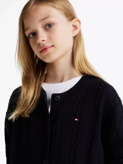 Dzianina*Tommy Hilfiger Luźny Kardigan Ze Splotem Warkoczowym DESERT SKY