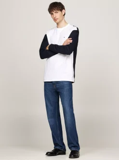 T-Shirty*Tommy Hilfiger Luźny Longsleeve Z Blokami Kolorów WHITE