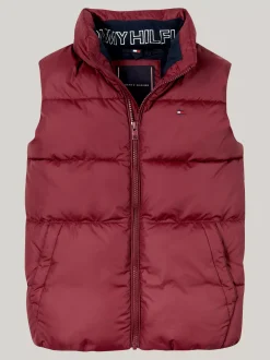 Kurtki*Tommy Hilfiger Luźny Ocieplany Bezrękawnik DEEP ROUGE