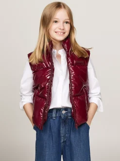 Kurtki I Płaszcze*Tommy Hilfiger Luźny Puchowy Bezrękawnik DEEP ROUGE