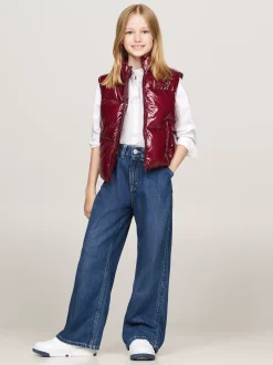 Kurtki I Płaszcze*Tommy Hilfiger Luźny Puchowy Bezrękawnik DEEP ROUGE