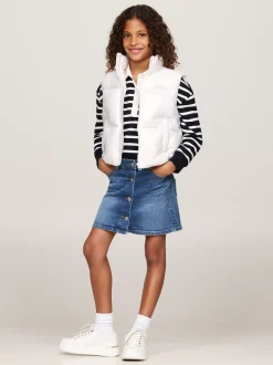 Kurtki I Płaszcze*Tommy Hilfiger Luźny Puchowy Bezrękawnik ANCIENT WHITE