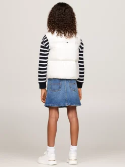Kurtki I Płaszcze*Tommy Hilfiger Luźny Puchowy Bezrękawnik ANCIENT WHITE