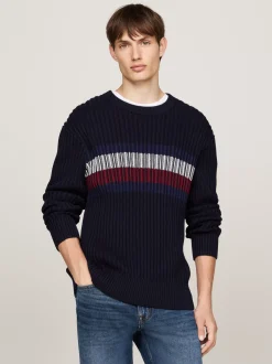 Swetry Z Okrągłym Dekoltem|Swetry*Tommy Hilfiger Luźny Sweter O Grubym Splocie DESERT SKY