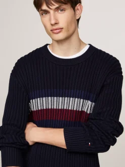 Swetry Z Okrągłym Dekoltem|Swetry*Tommy Hilfiger Luźny Sweter O Grubym Splocie DESERT SKY