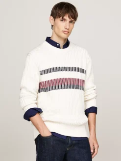 Swetry Z Okrągłym Dekoltem|Swetry*Tommy Hilfiger Luźny Sweter O Grubym Splocie IVORY