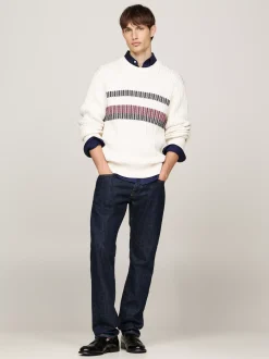 Swetry Z Okrągłym Dekoltem|Swetry*Tommy Hilfiger Luźny Sweter O Grubym Splocie IVORY