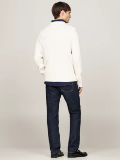 Swetry Z Okrągłym Dekoltem|Swetry*Tommy Hilfiger Luźny Sweter O Grubym Splocie IVORY