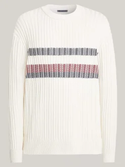 Swetry Z Okrągłym Dekoltem|Swetry*Tommy Hilfiger Luźny Sweter O Grubym Splocie IVORY