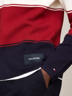 Swetry Z Okrągłym Dekoltem|Swetry*Tommy Hilfiger Luźny Sweter W Kolorowe Pasy DESERT SKY / MULTI