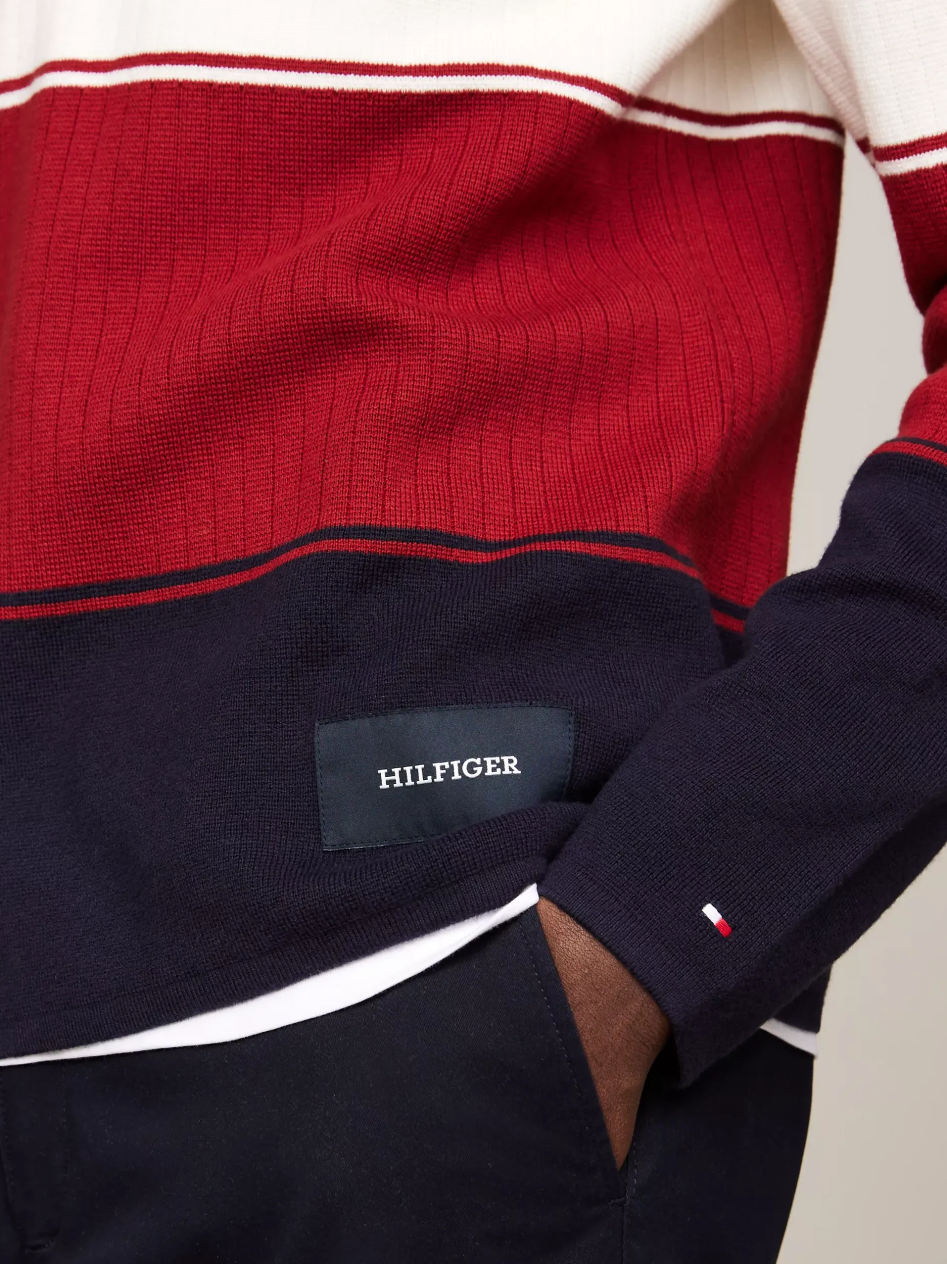 Swetry Z Okrągłym Dekoltem|Swetry*Tommy Hilfiger Luźny Sweter W Kolorowe Pasy DESERT SKY / MULTI