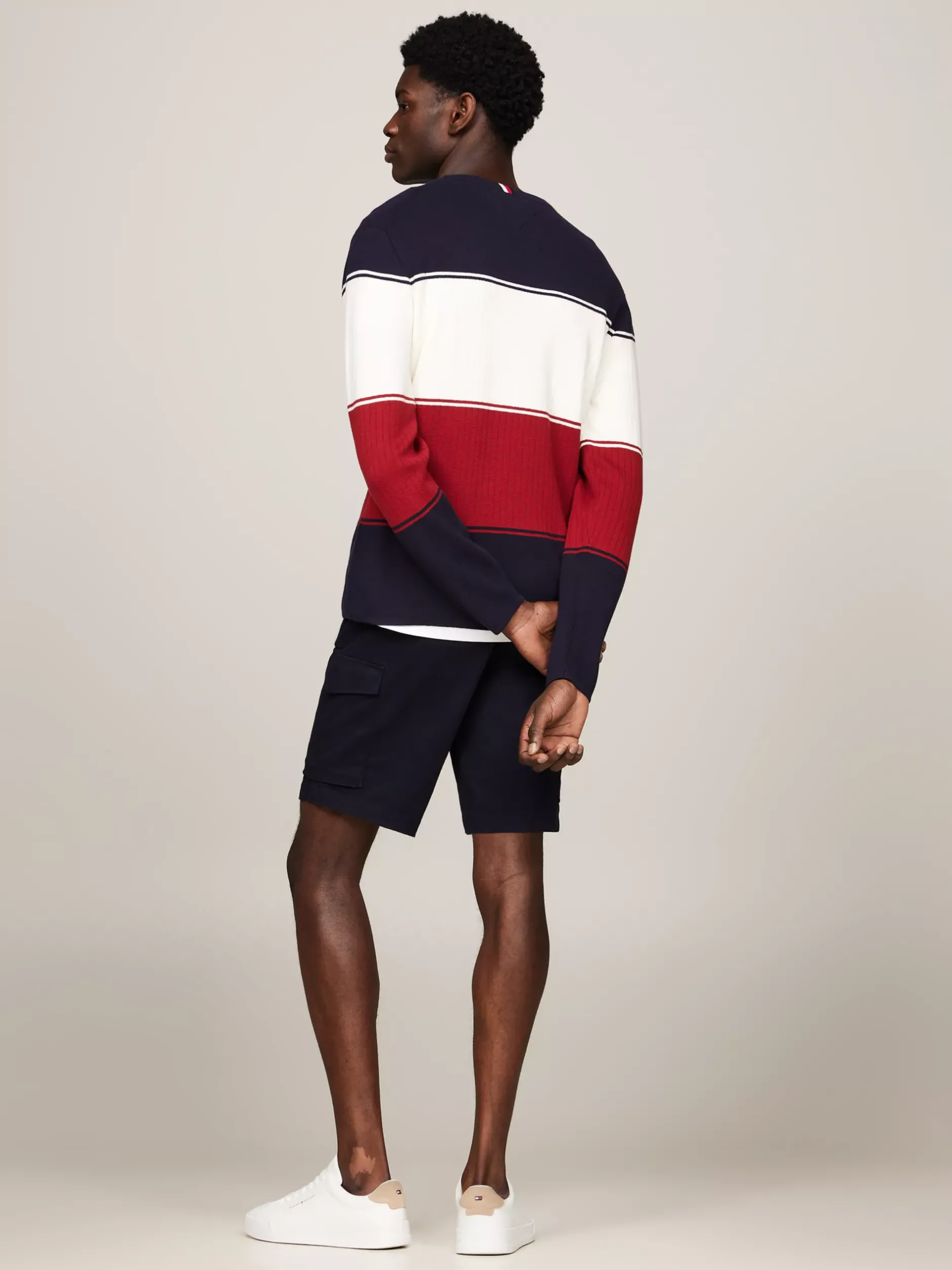 Swetry Z Okrągłym Dekoltem|Swetry*Tommy Hilfiger Luźny Sweter W Kolorowe Pasy DESERT SKY / MULTI