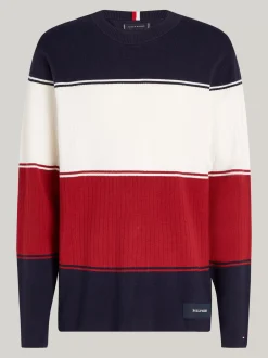 Swetry Z Okrągłym Dekoltem|Swetry*Tommy Hilfiger Luźny Sweter W Kolorowe Pasy DESERT SKY / MULTI