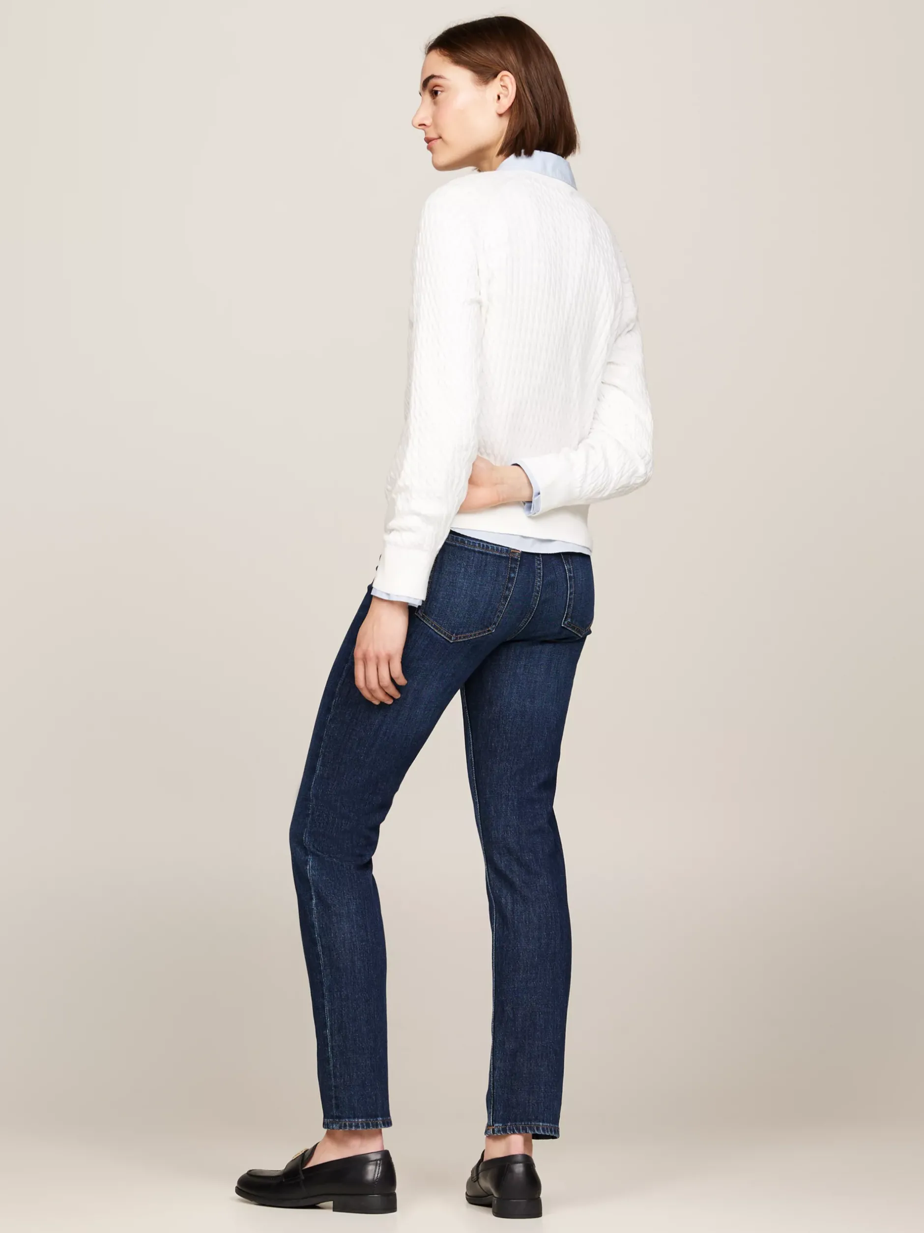 Swetry|Dzianina*Tommy Hilfiger Luźny Sweter Z Drobnym Splotem Warkoczowym ECRU