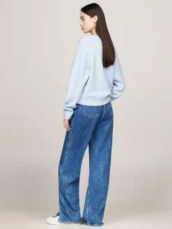 Swetry Z Okrągłym Dekoltem|Swetry*Tommy Hilfiger Luźny Sweter Z Mieszanki Melanżowej Wełny VESSEL BLUE MELANGE