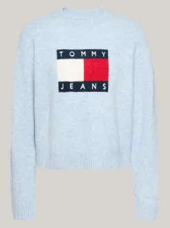 Swetry Z Okrągłym Dekoltem|Swetry*Tommy Hilfiger Luźny Sweter Z Mieszanki Melanżowej Wełny VESSEL BLUE MELANGE