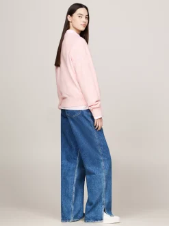Swetry Z Okrągłym Dekoltem|Swetry*Tommy Hilfiger Luźny Sweter Z Mieszanki Melanżowej Wełny BALLET PINK MELANGE