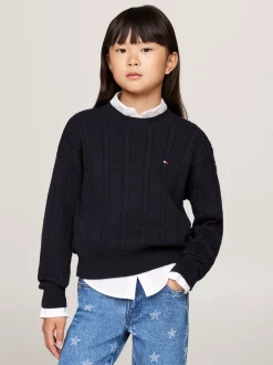 Dzianina*Tommy Hilfiger Luźny Sweter Z Okrągłym Dekoltem DESERT SKY