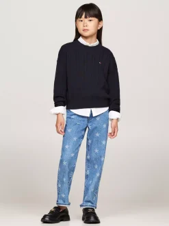 Dzianina*Tommy Hilfiger Luźny Sweter Z Okrągłym Dekoltem DESERT SKY