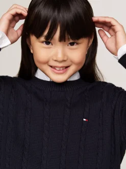 Dzianina*Tommy Hilfiger Luźny Sweter Z Okrągłym Dekoltem DESERT SKY